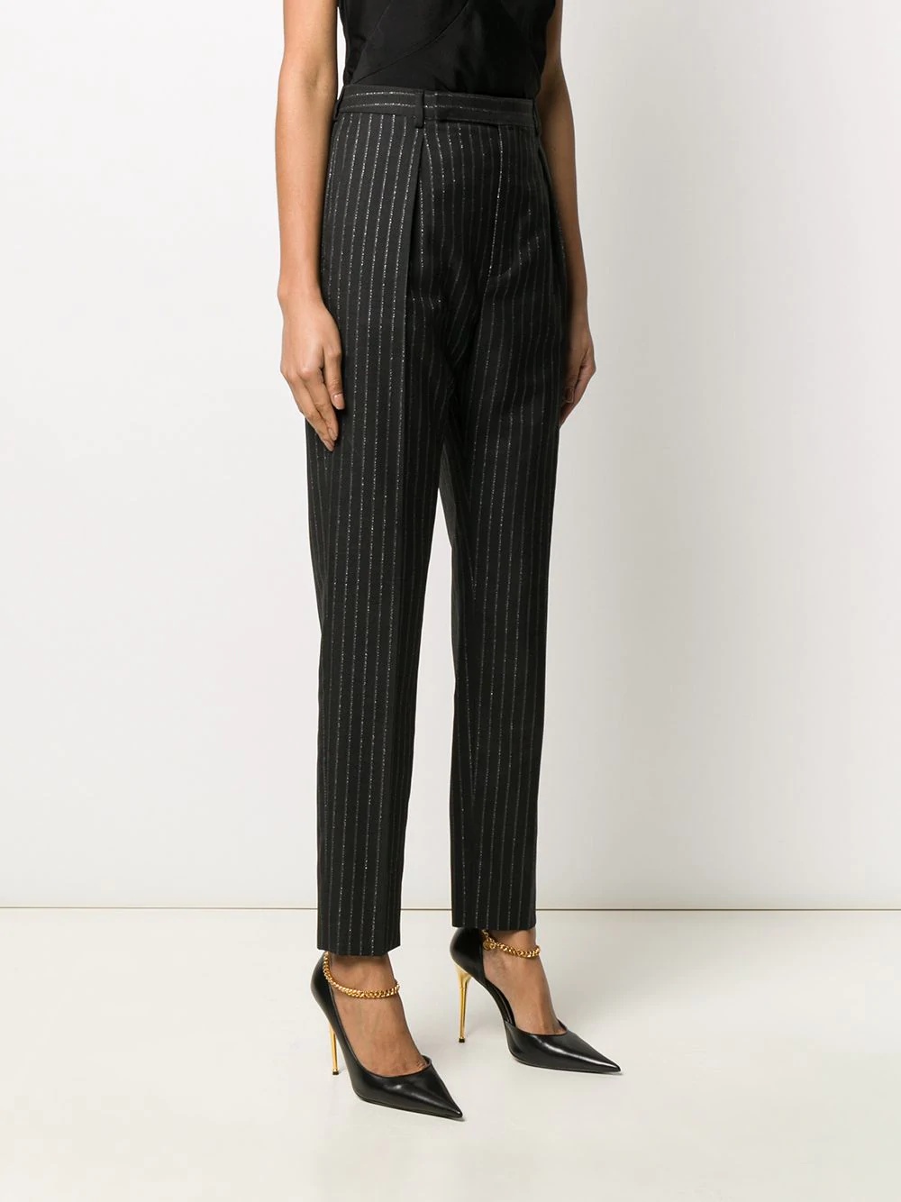 pinstripe high-waisted trousers - 3