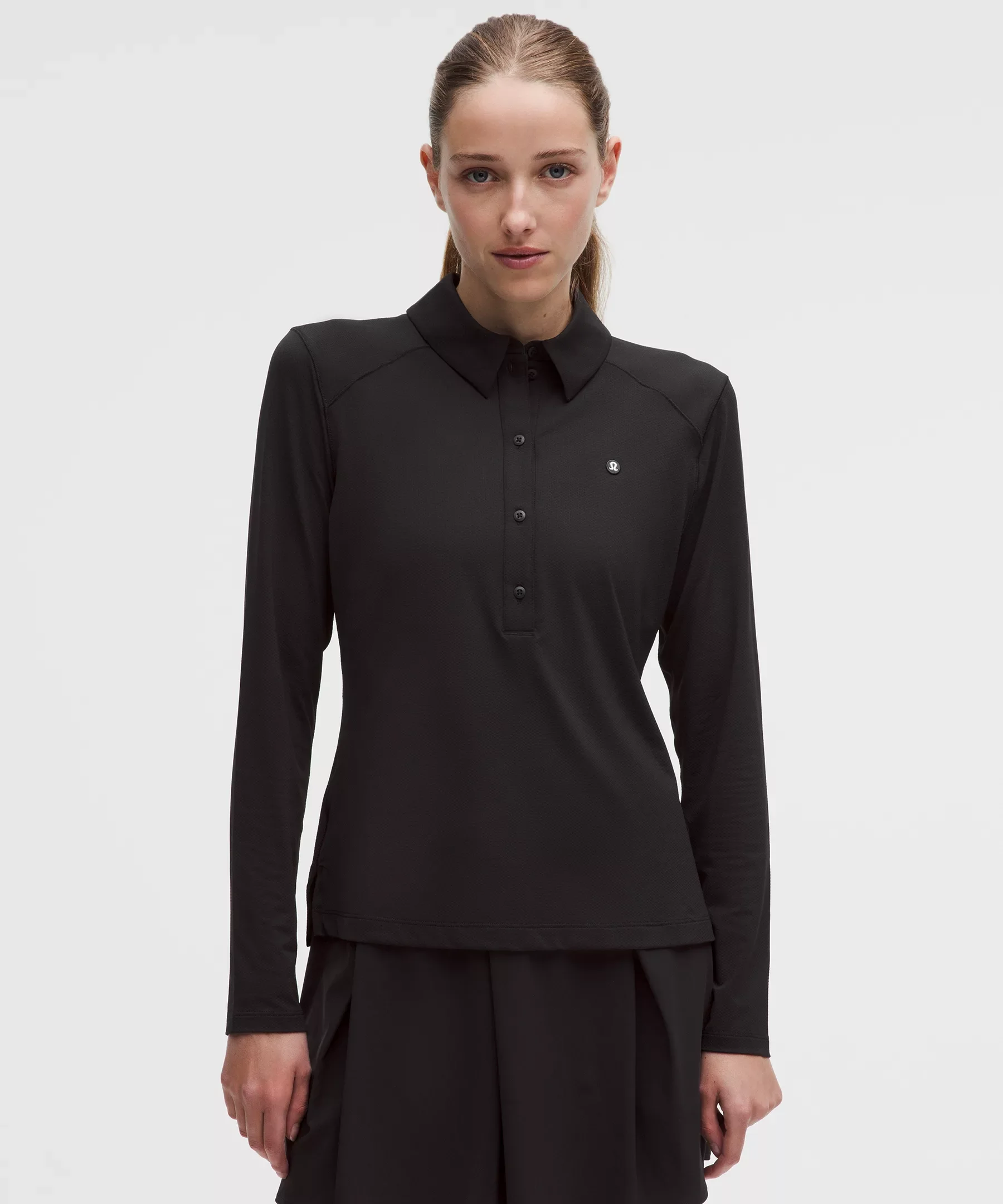 Quick-Dry Long-Sleeve Polo Shirt *Straight Hem - 1