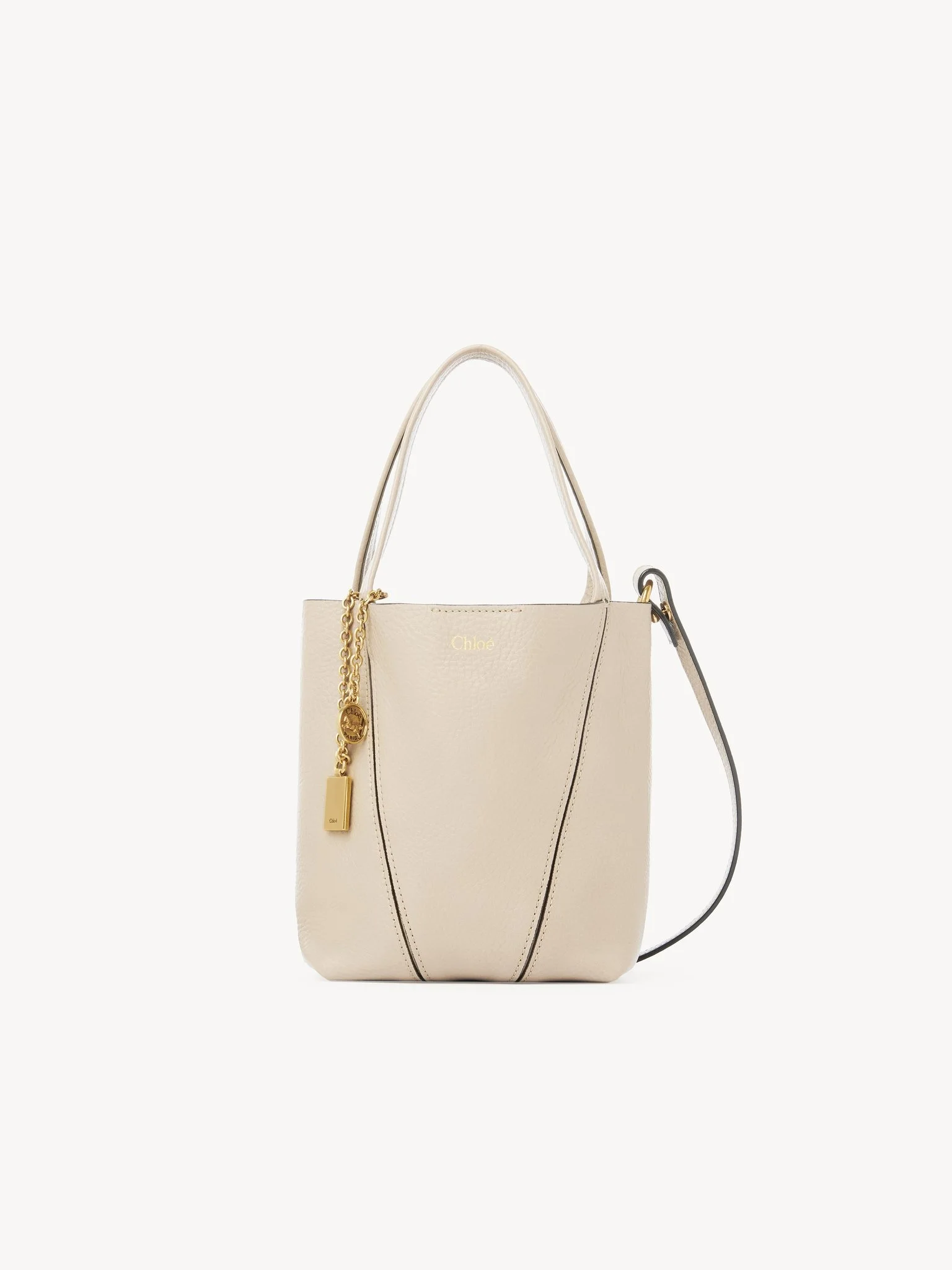 SMALL CHLOÉ SPIN TOTE BAG IN GRAINED LEATHER - 1