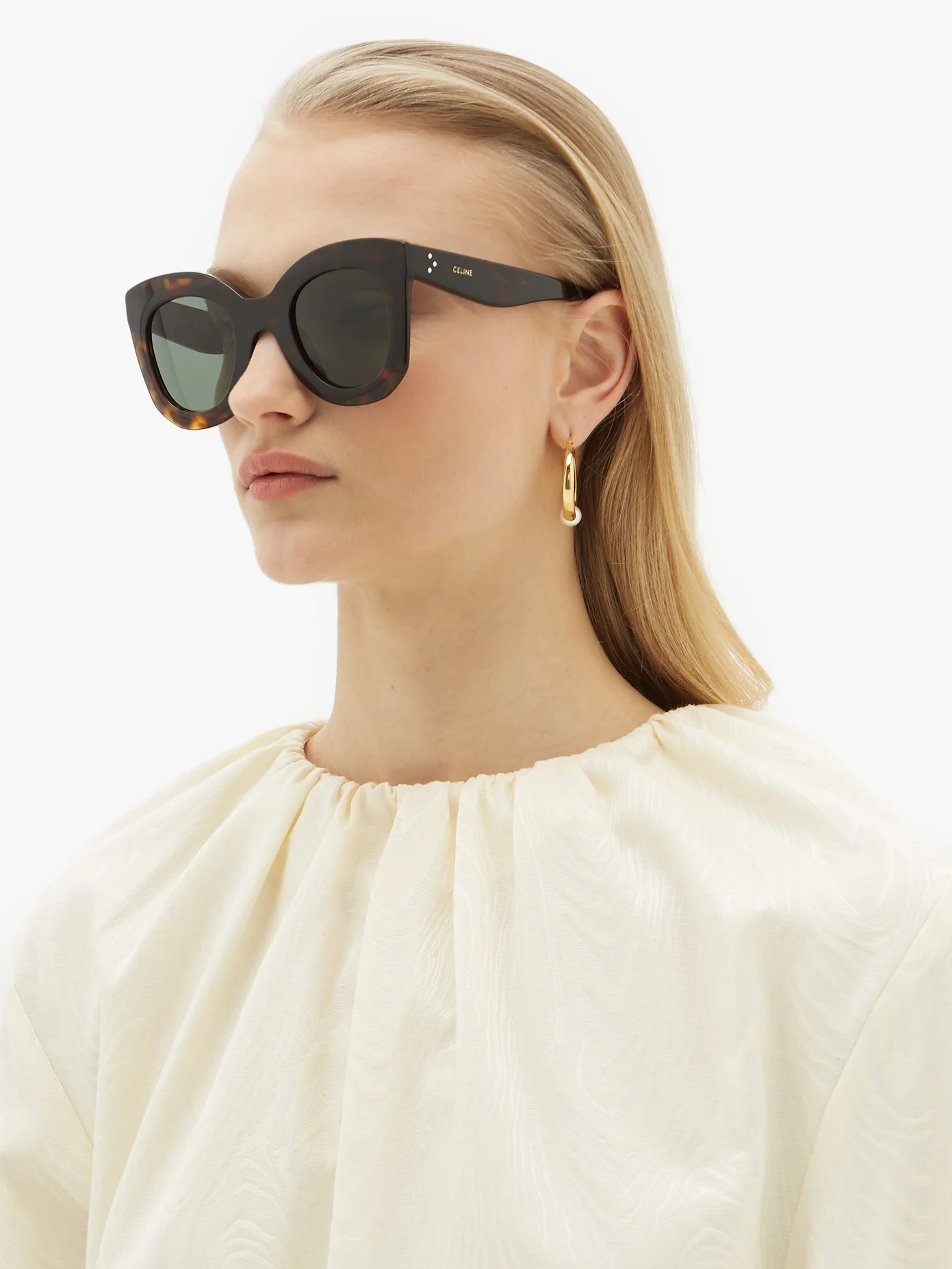 Oversized round tortoise-effect acetate sunglasses - 2