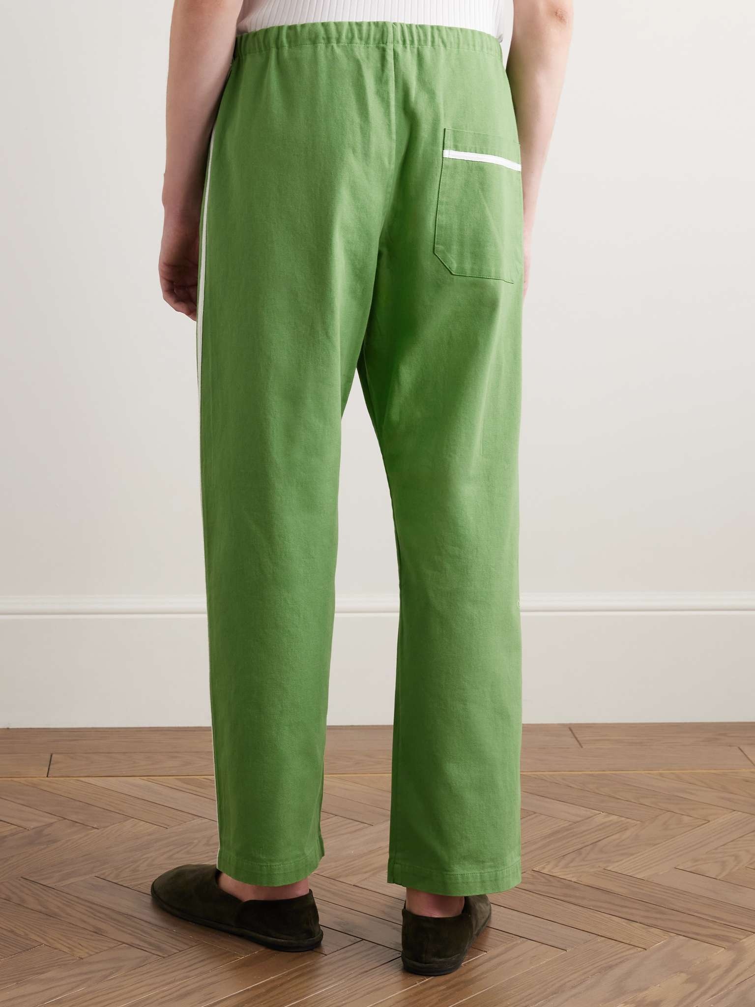 Straight-Leg Striped Cotton-Twill Drawstring Trousers - 4