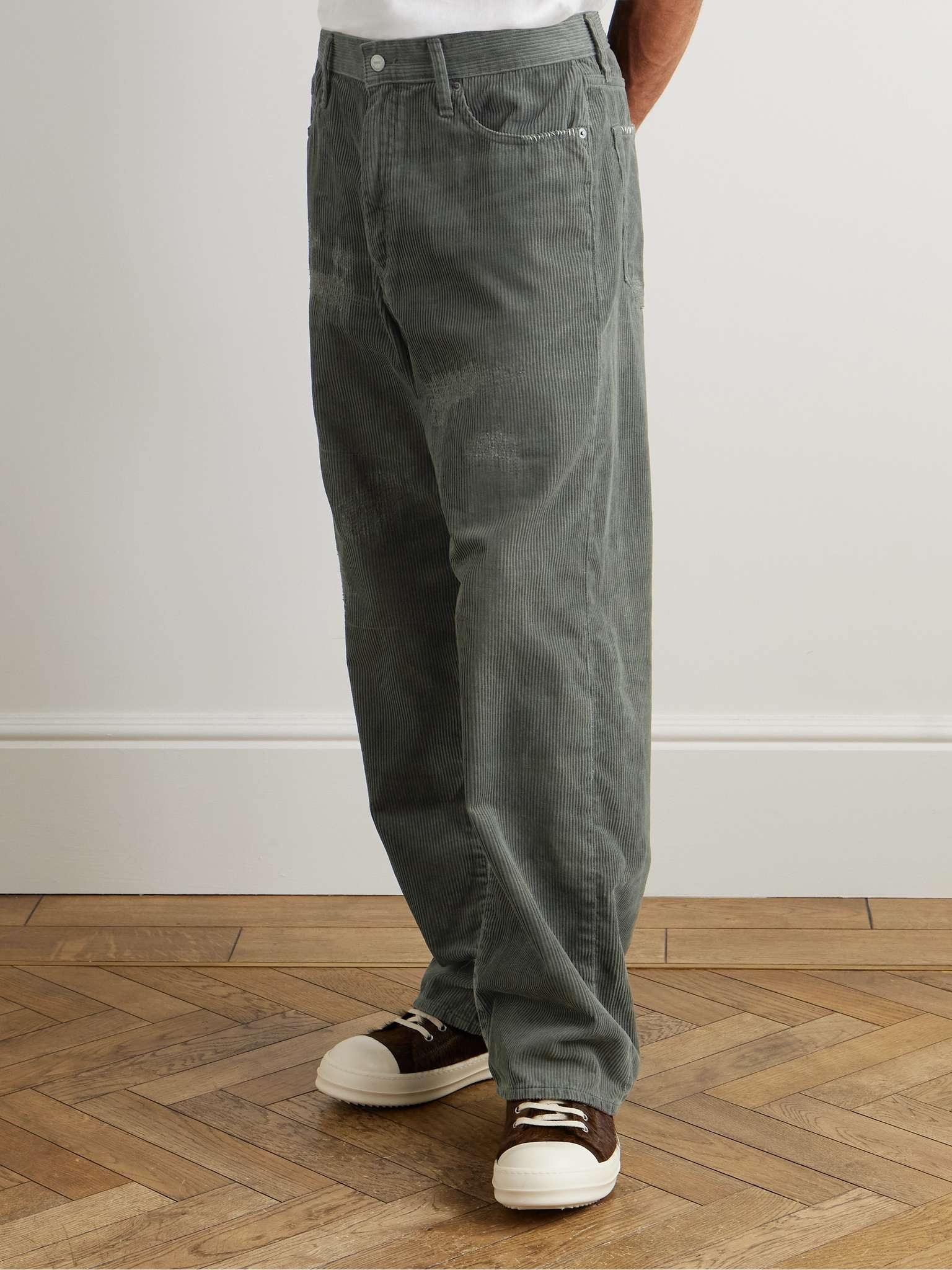 Savage Wide-Leg Distressed Cotton-Corduroy Trousers - 3