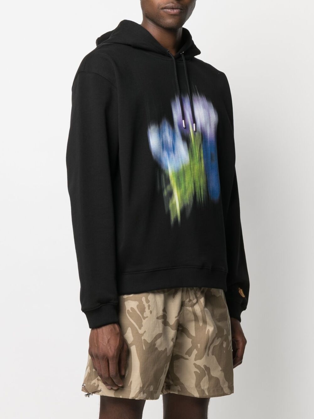 abstract-print drawstring hoodie - 3