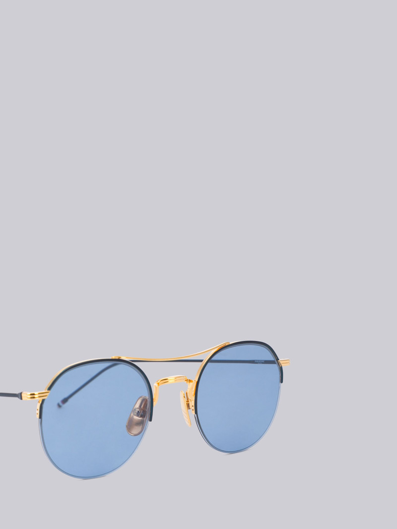 Thom Browne TB903 - Blue and Gold Round Sunglasses outlook