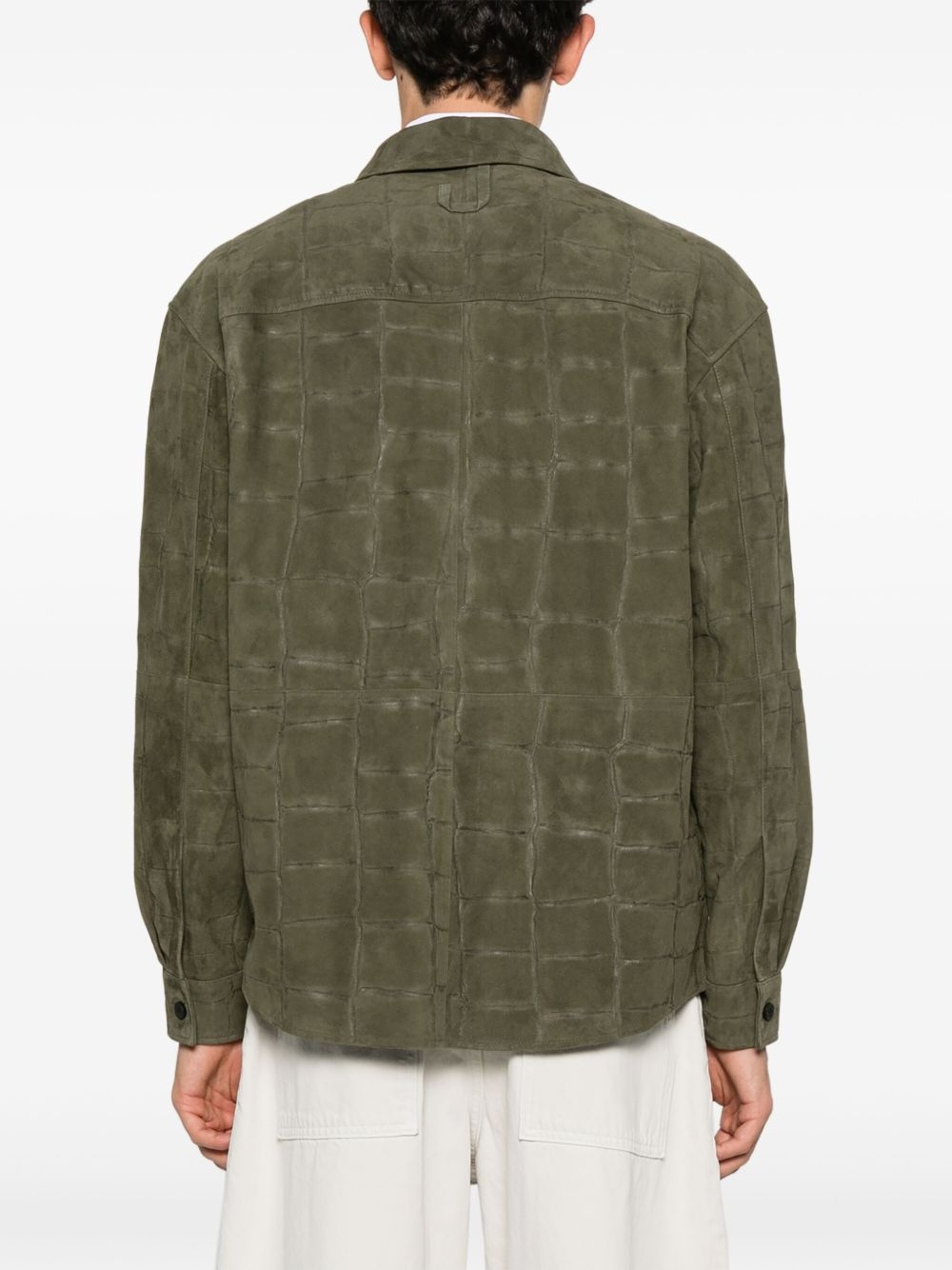 croc-embossed leather shirt - 4