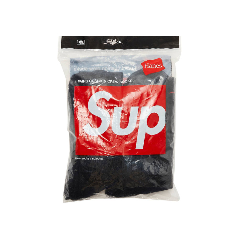 Supreme x Hanes Crew Socks (4 Pack) 'Black' - 1