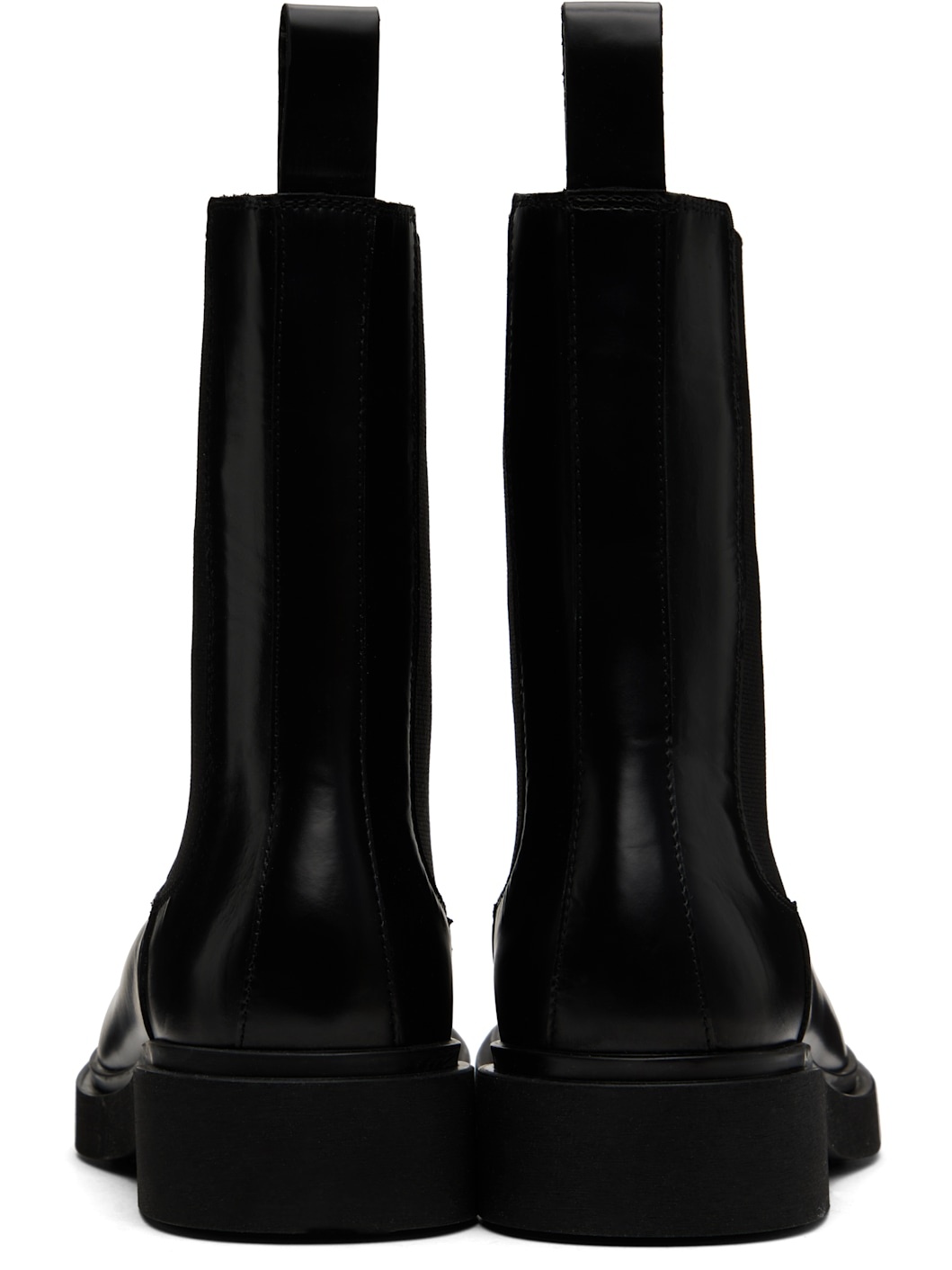 Black Boxed Leather Chelsea Boots - 2