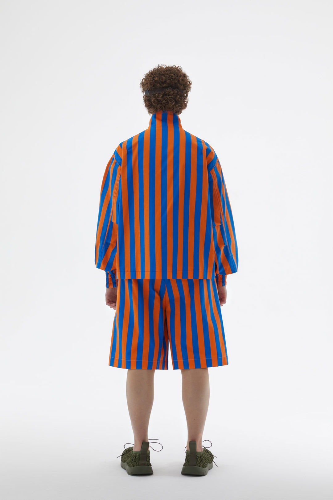 ORANGE & AZURE STRIPED BOMBER JACKET - 4