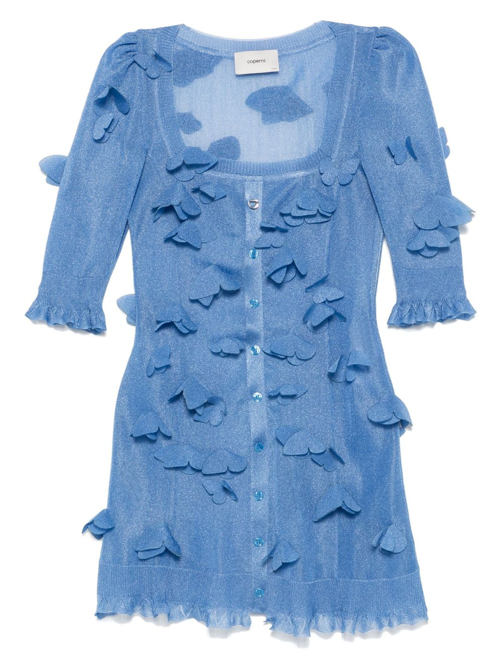 butterfly-appliqué knitted mini dress - 1
