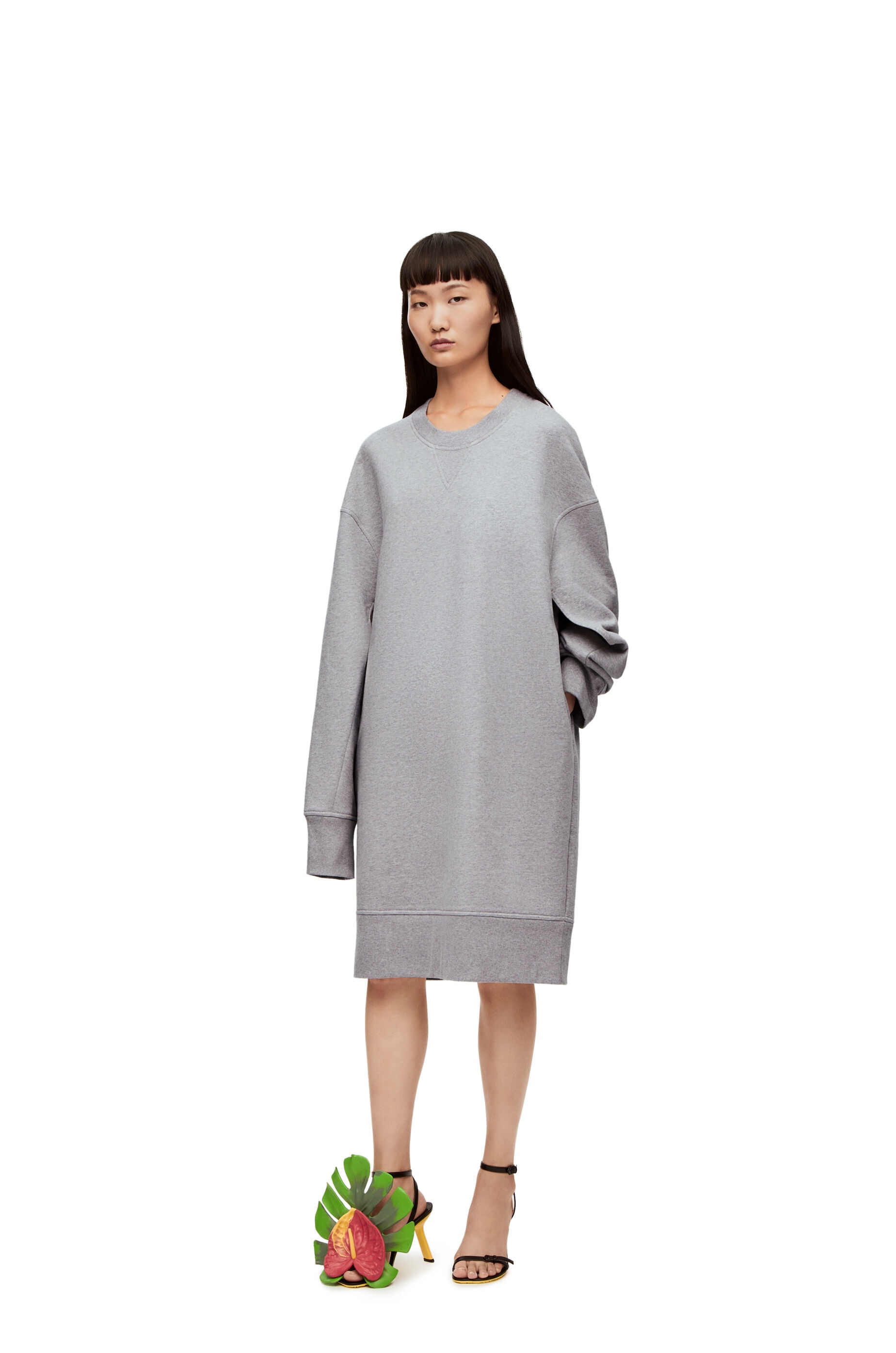 Elongated sweatshirt dress in cotton fleece - 2