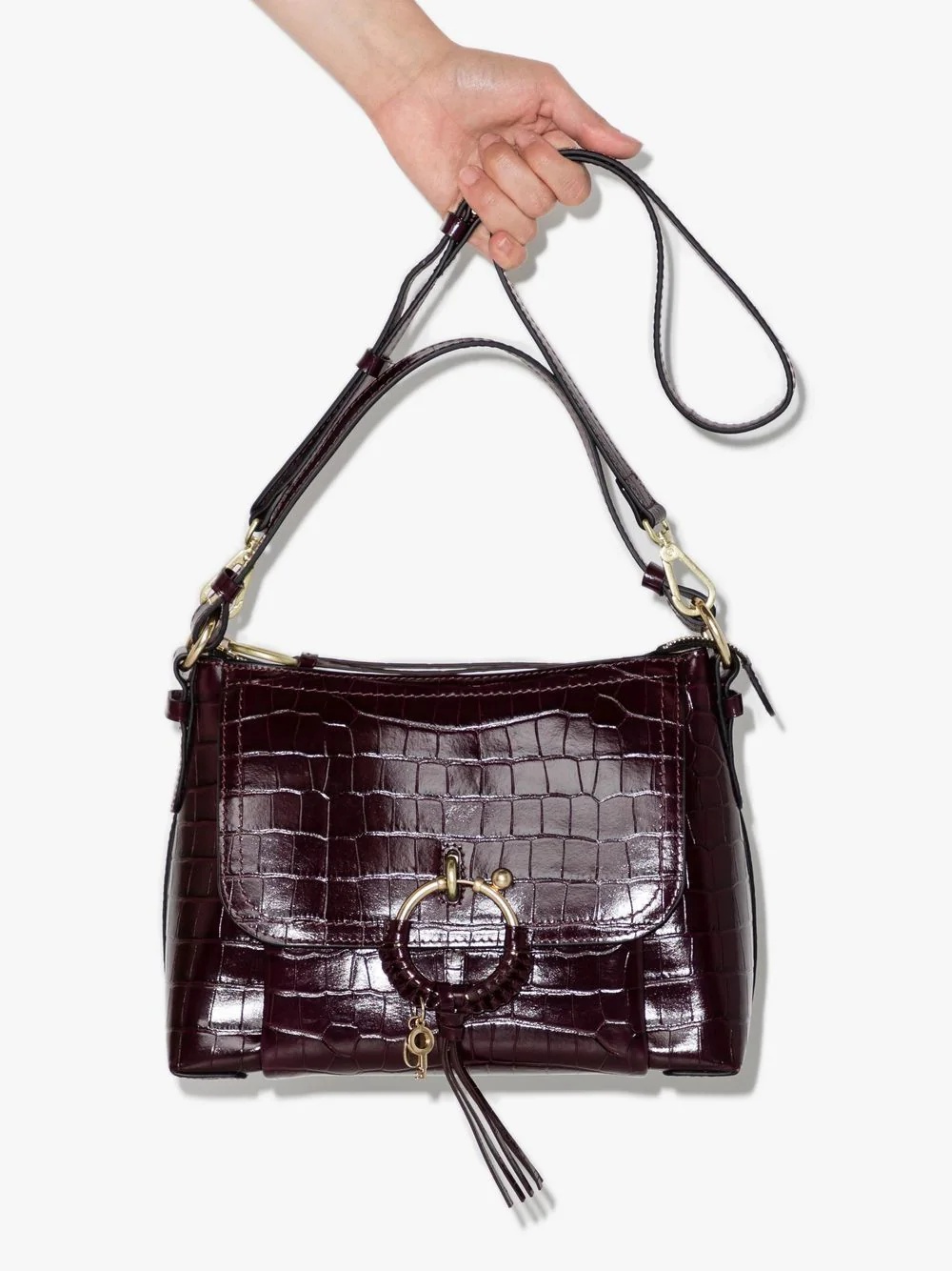 small Joan croc-embossed shoulder bag - 4