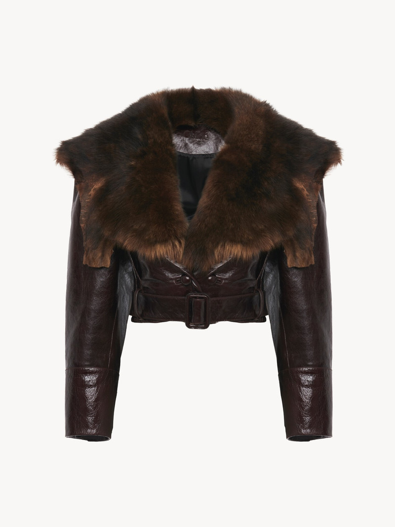 CROPPED FITTED JACKET IN LEATHER 1