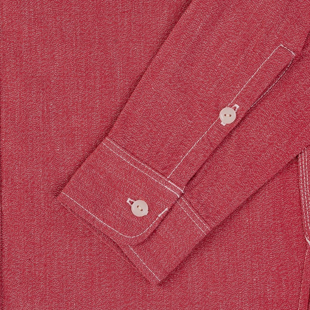 IHSH-290-RED 10oz Mock Twist Selvedge Chambray Work Shirt - Red - 7