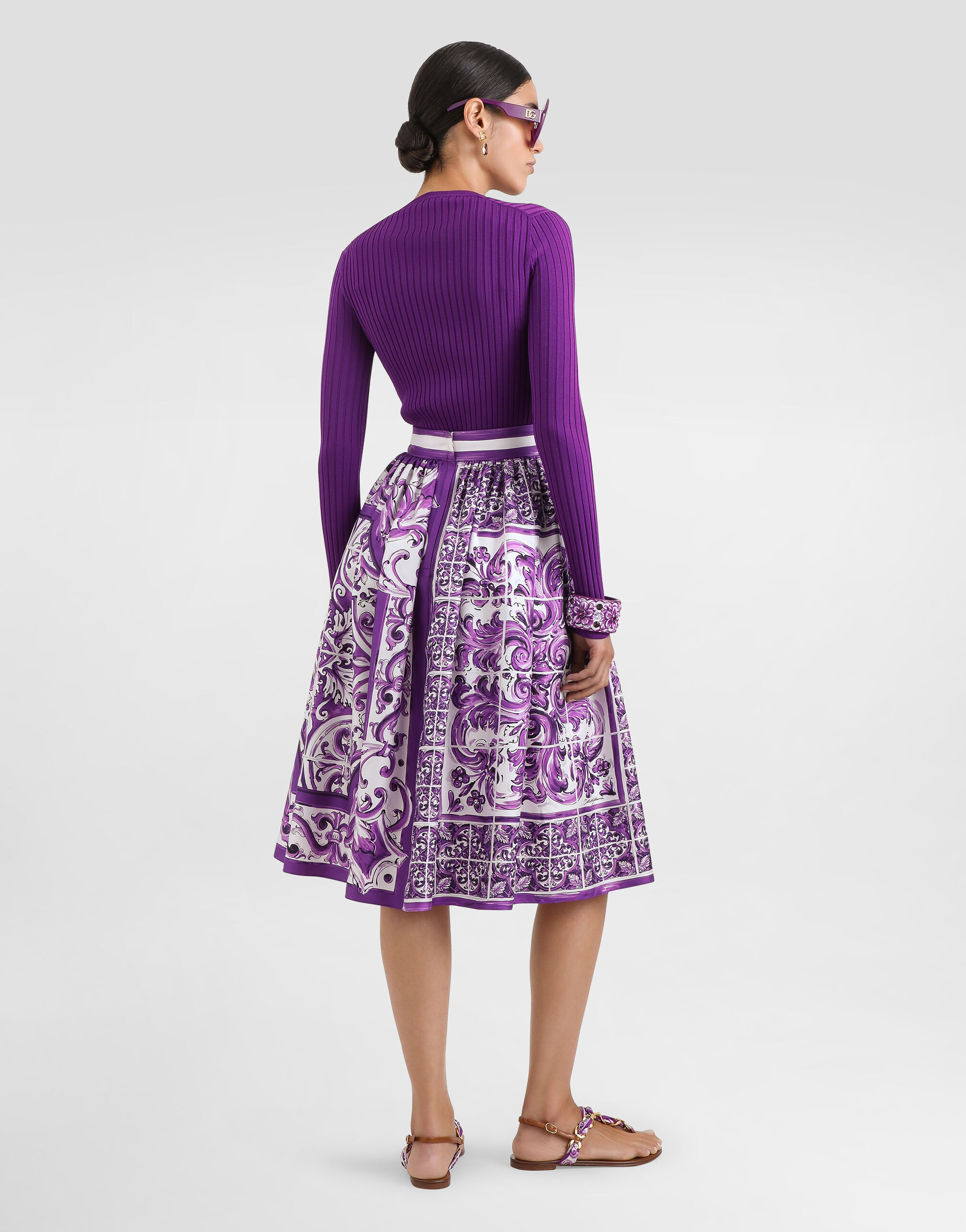 Majolica-print twill skirt - 3