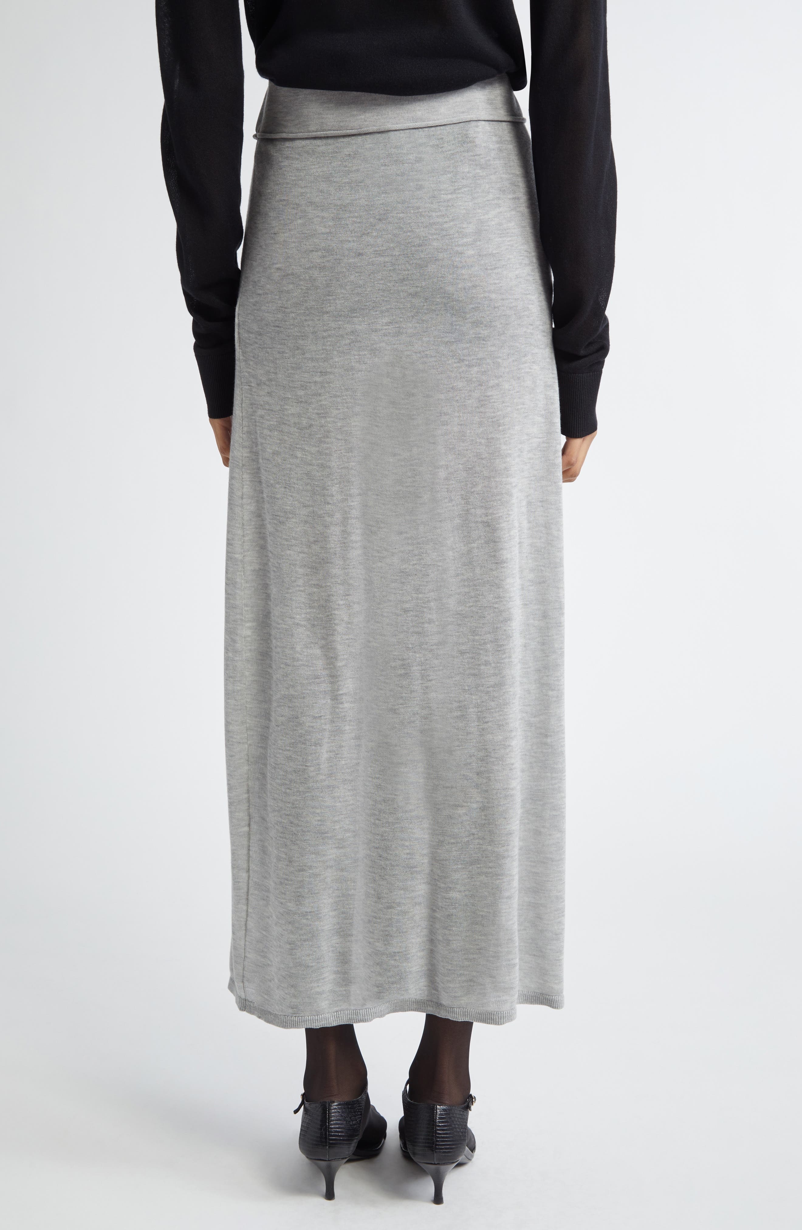 TOTEME Long Knit Skirt in Grey Melange at Nordstrom - 2