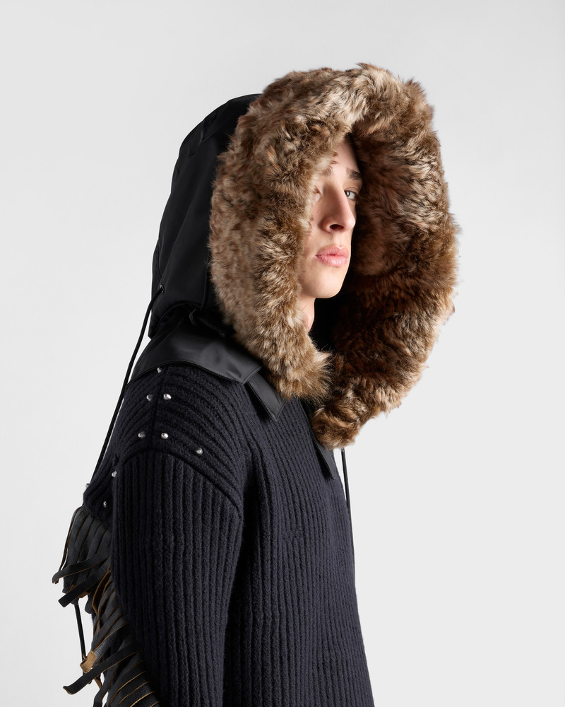 Re-Nylon and shearling hood 5