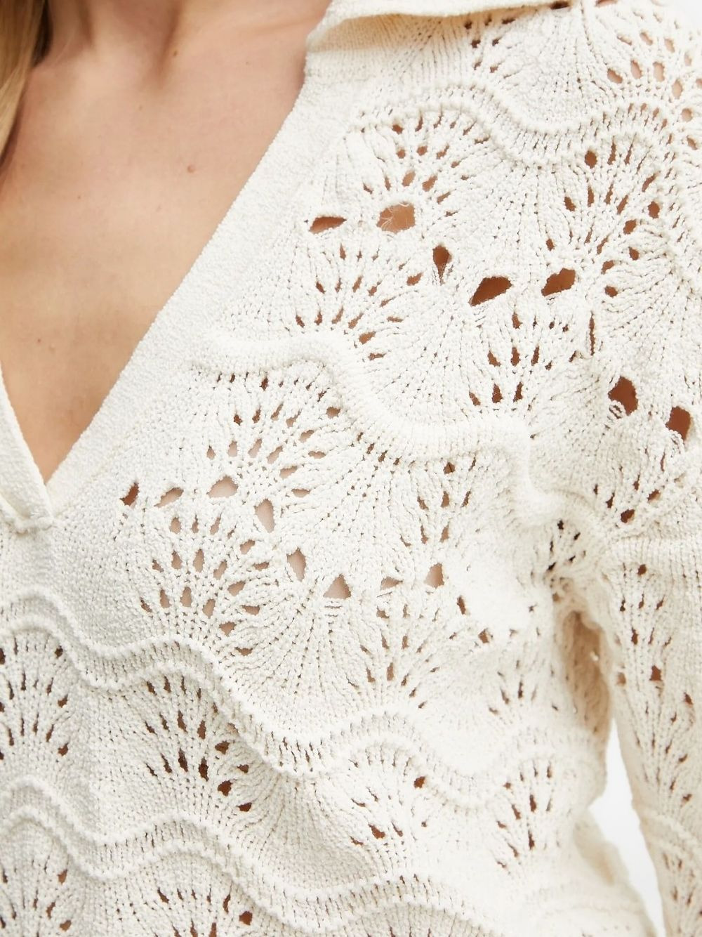 open-knit collared sweater - 3