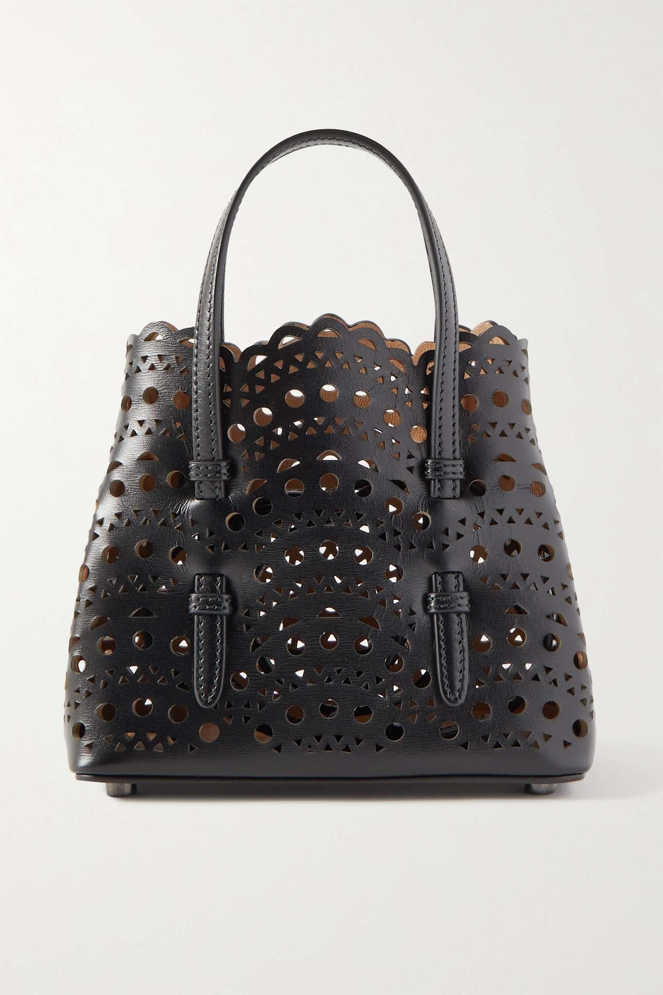 Mina micro laser-cut leather tote - 1