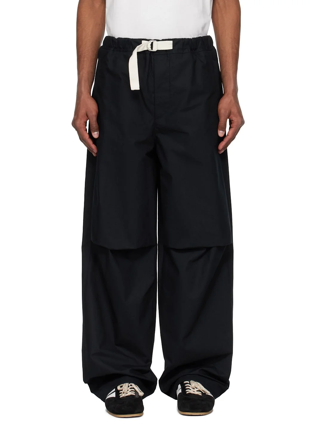 Navy Belted Trousers - 1