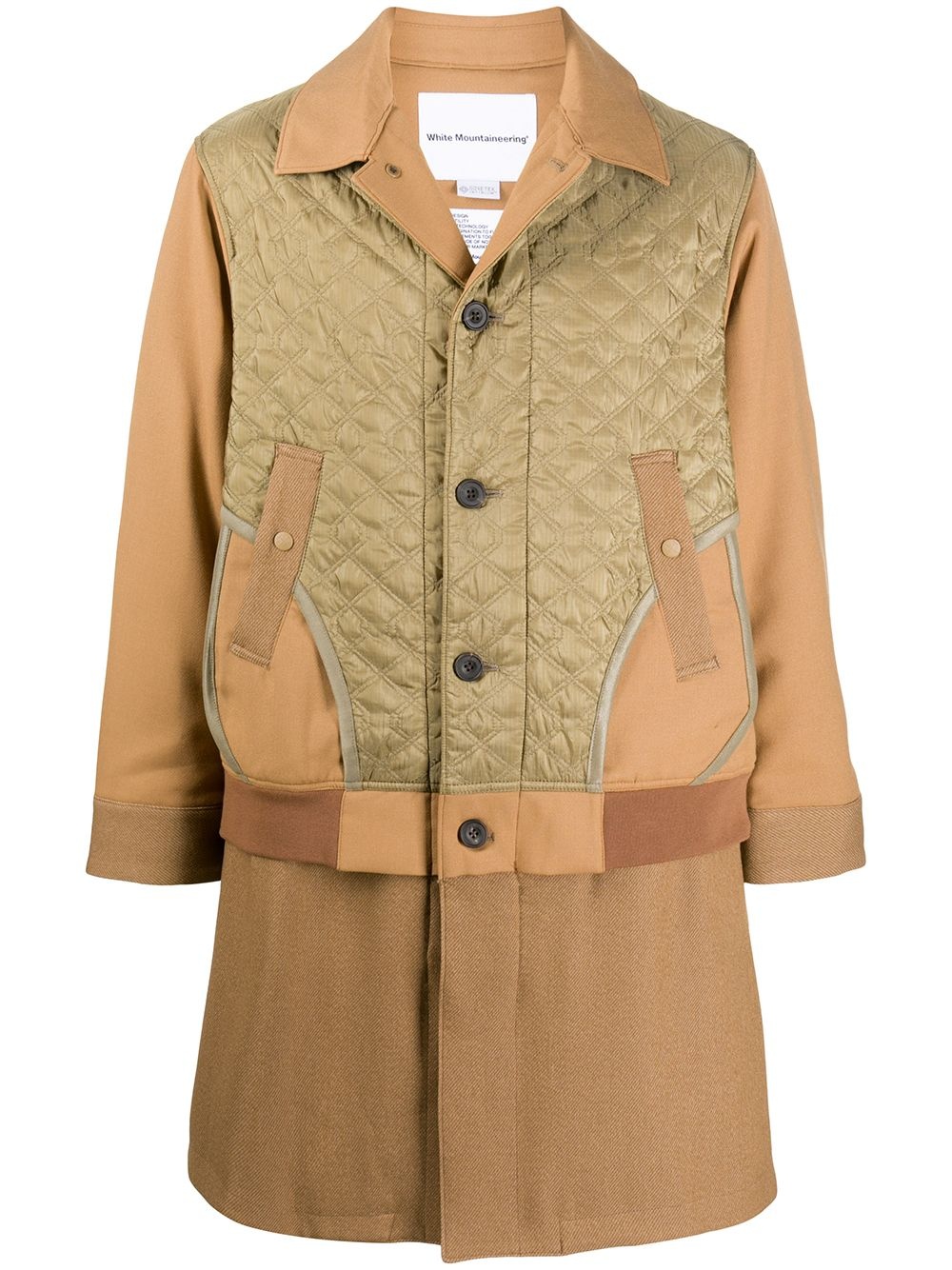 quilted panel layered coat - 1