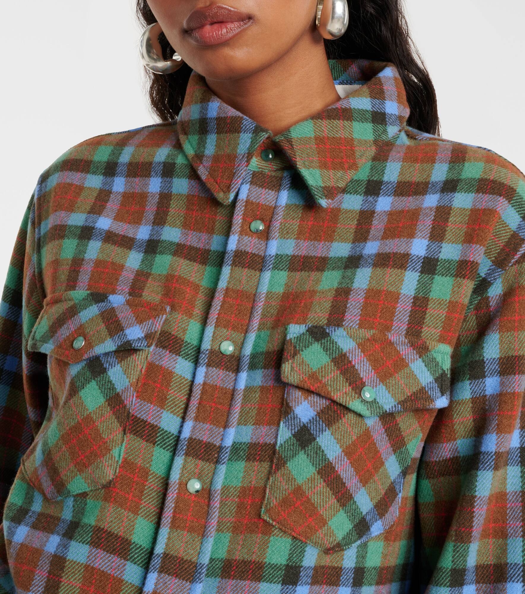 Moss tartan cashmere shirt - 4