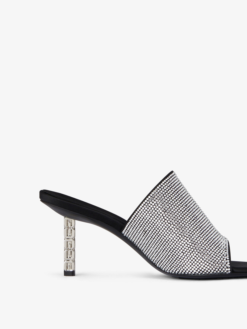 G CUBE MULES IN SATIN WITH STRASS 6