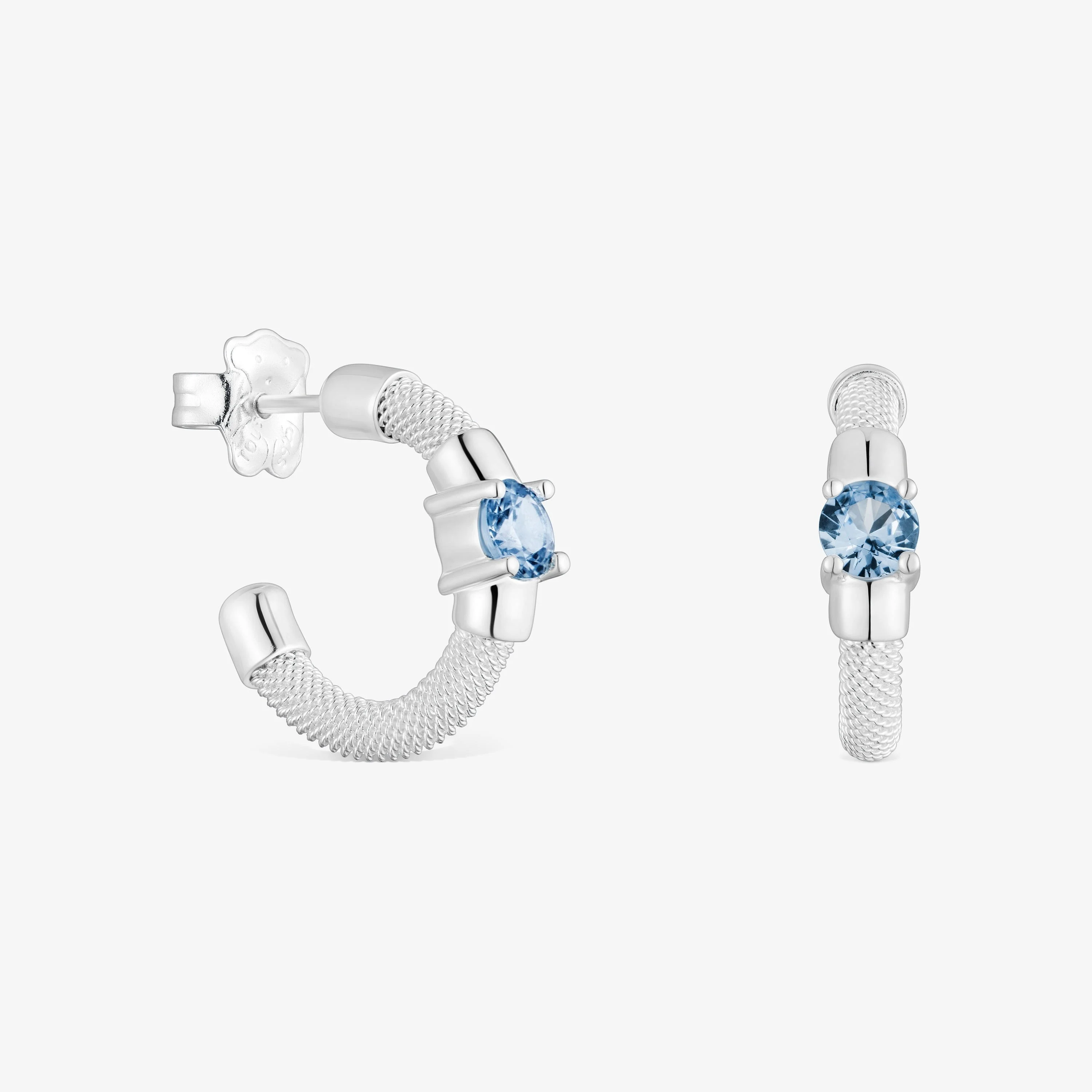 Silver and lab-grown spinel Hoop earrings TOUS Mesh LGG - 1