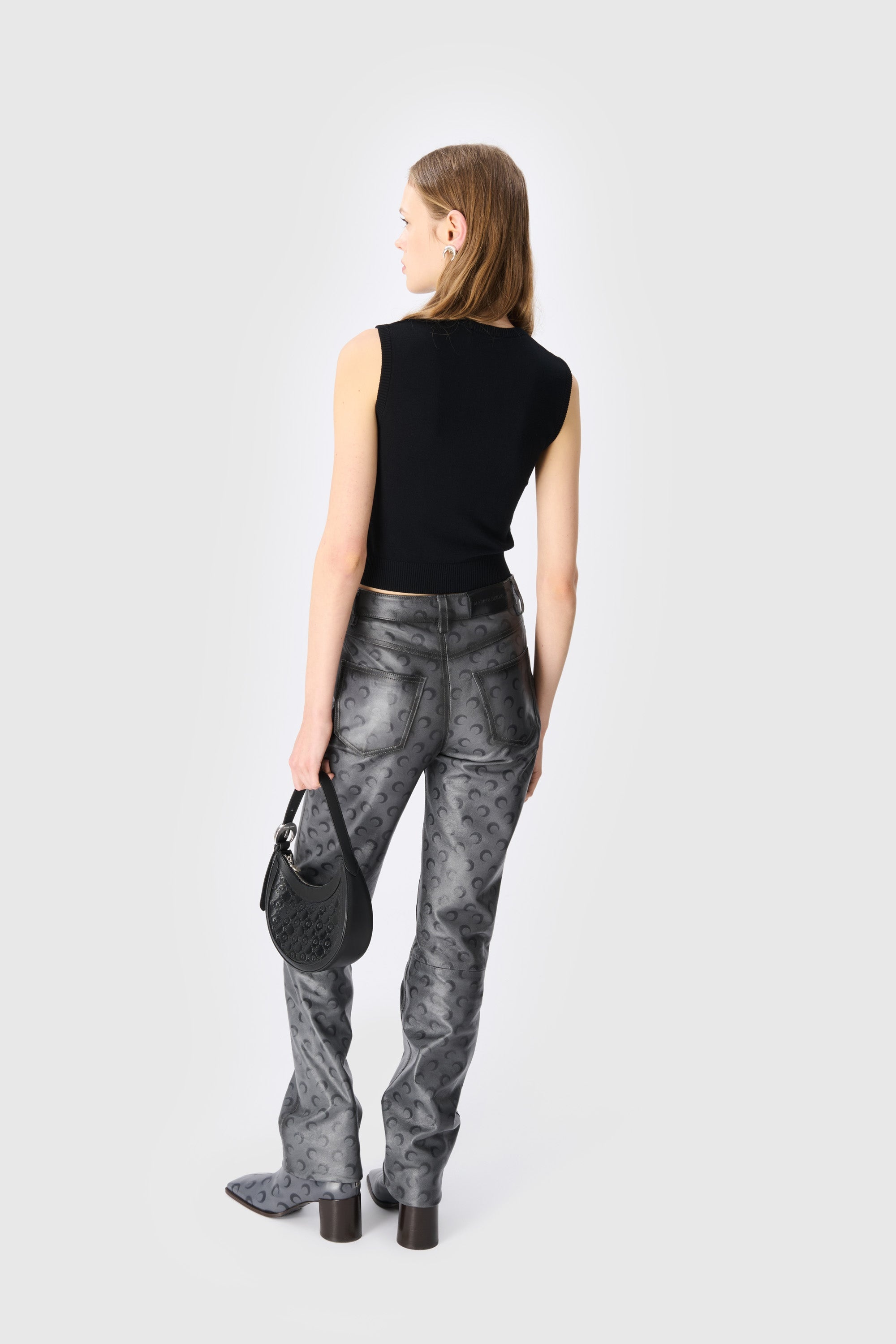 Moon Airbrushed Leather Straight Leg Pants - 2