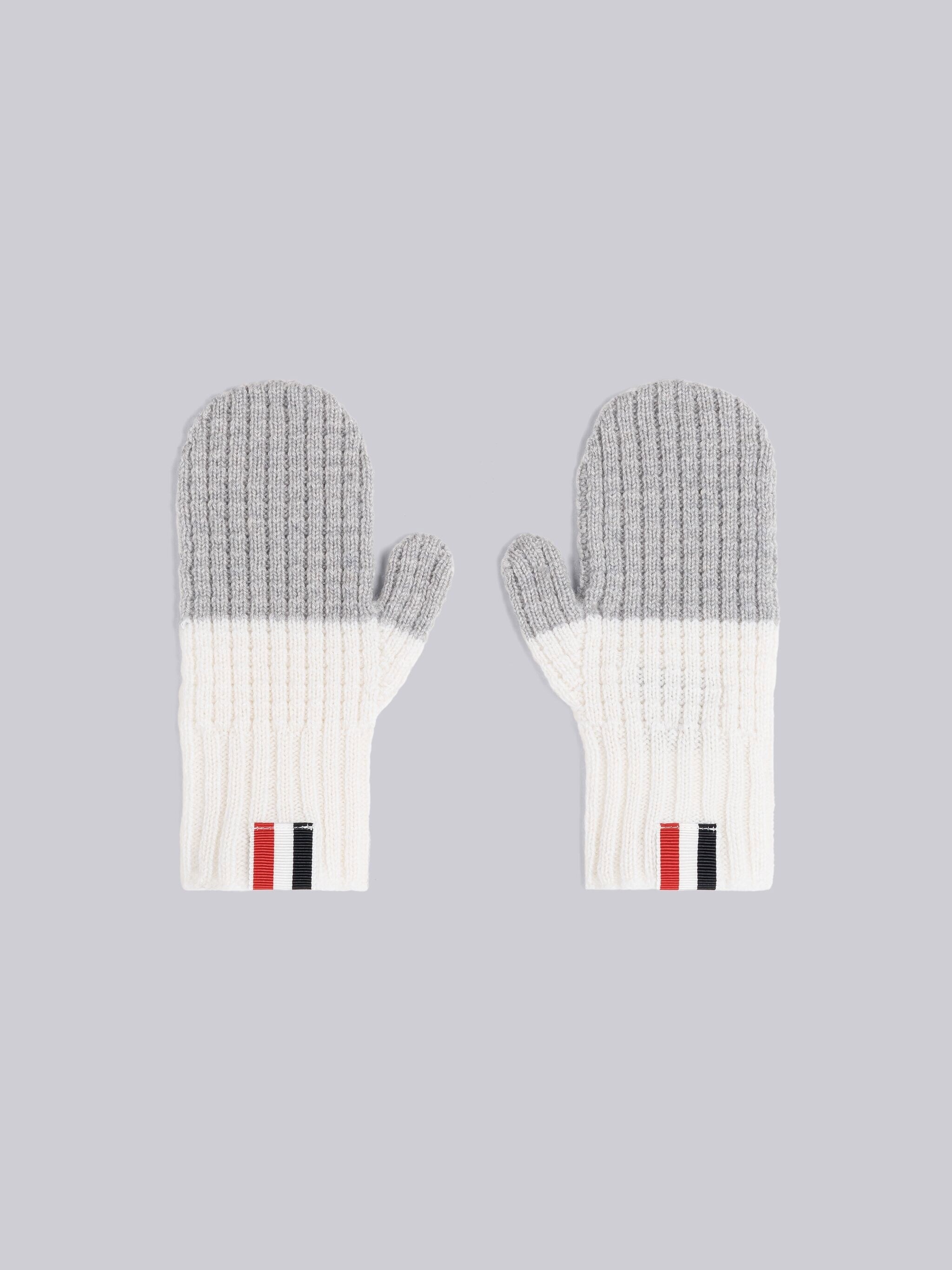 Waffle Stripe Cashmere Football Mittens - 1