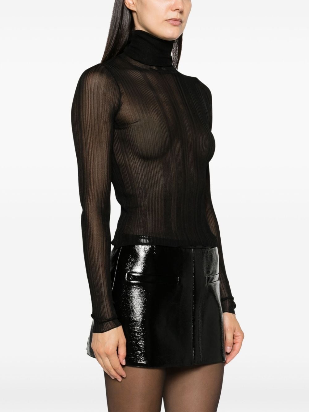 semi-sheer mock-neck top - 3