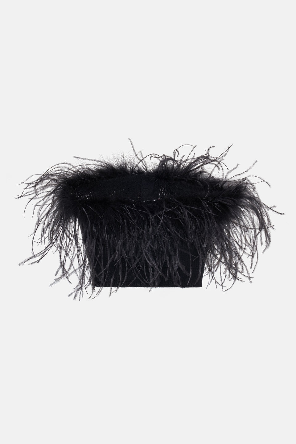 WOOL BLEND KNITTED BANDEAU WITH FEATHERS - 2