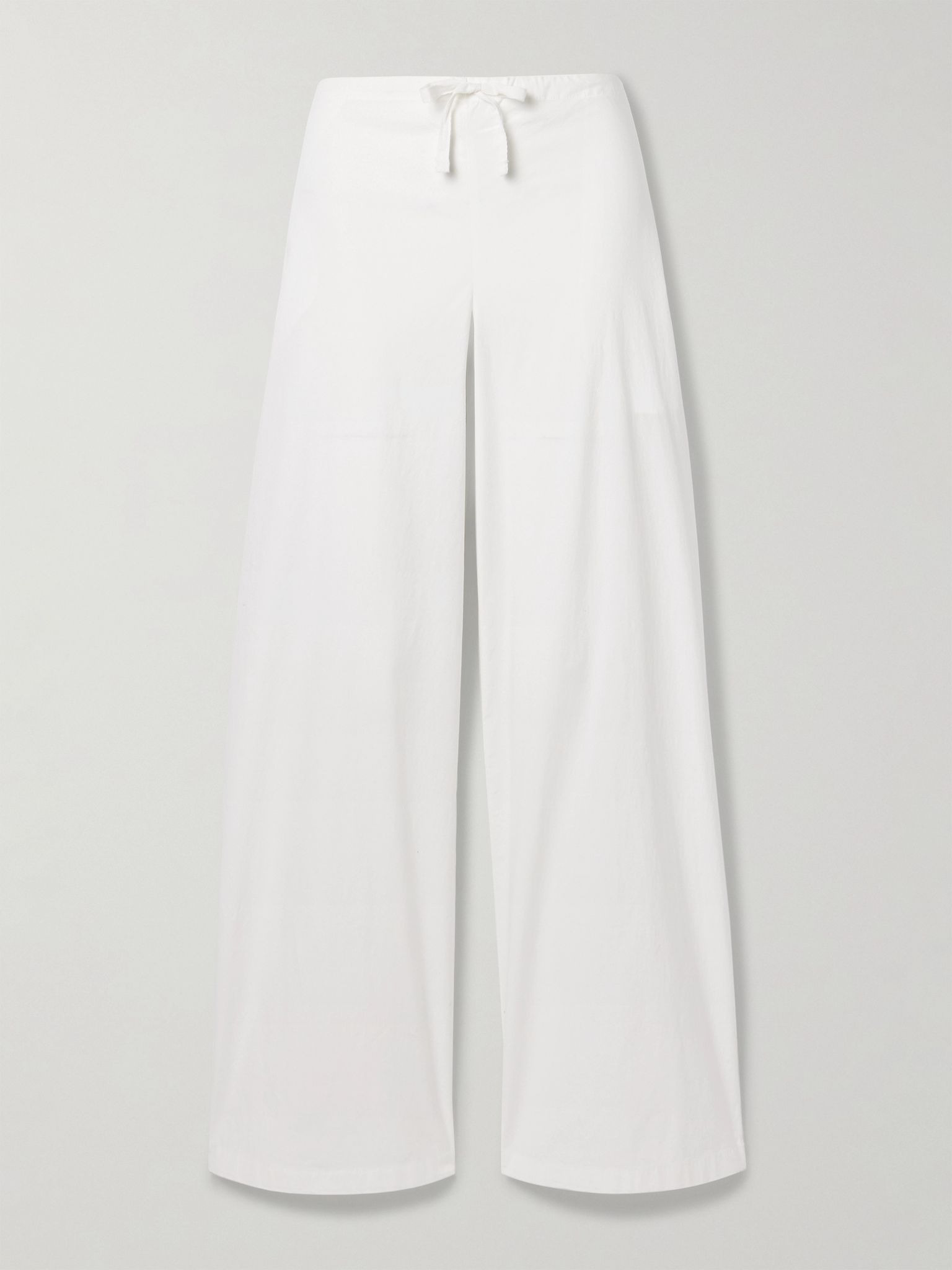 Cotton-blend poplin wide-leg pants - Snow White - 1