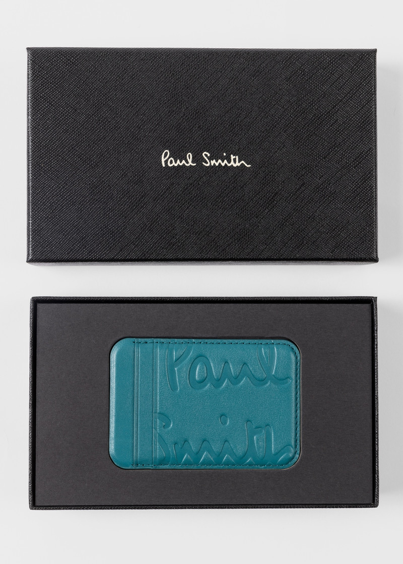 Paul Smith + Native Union Teal Leather Magsafe Magnetic iPhone Wallet 4