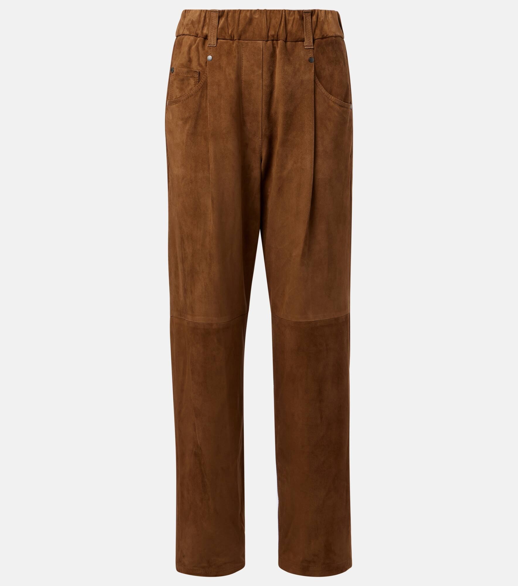 Suede straight pants - 1