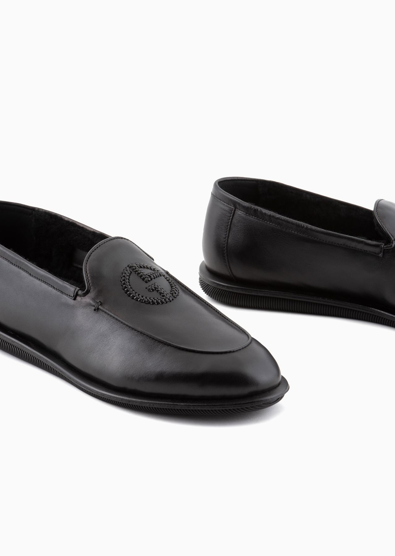 Nappa leather loafers with embroidered logo - 5