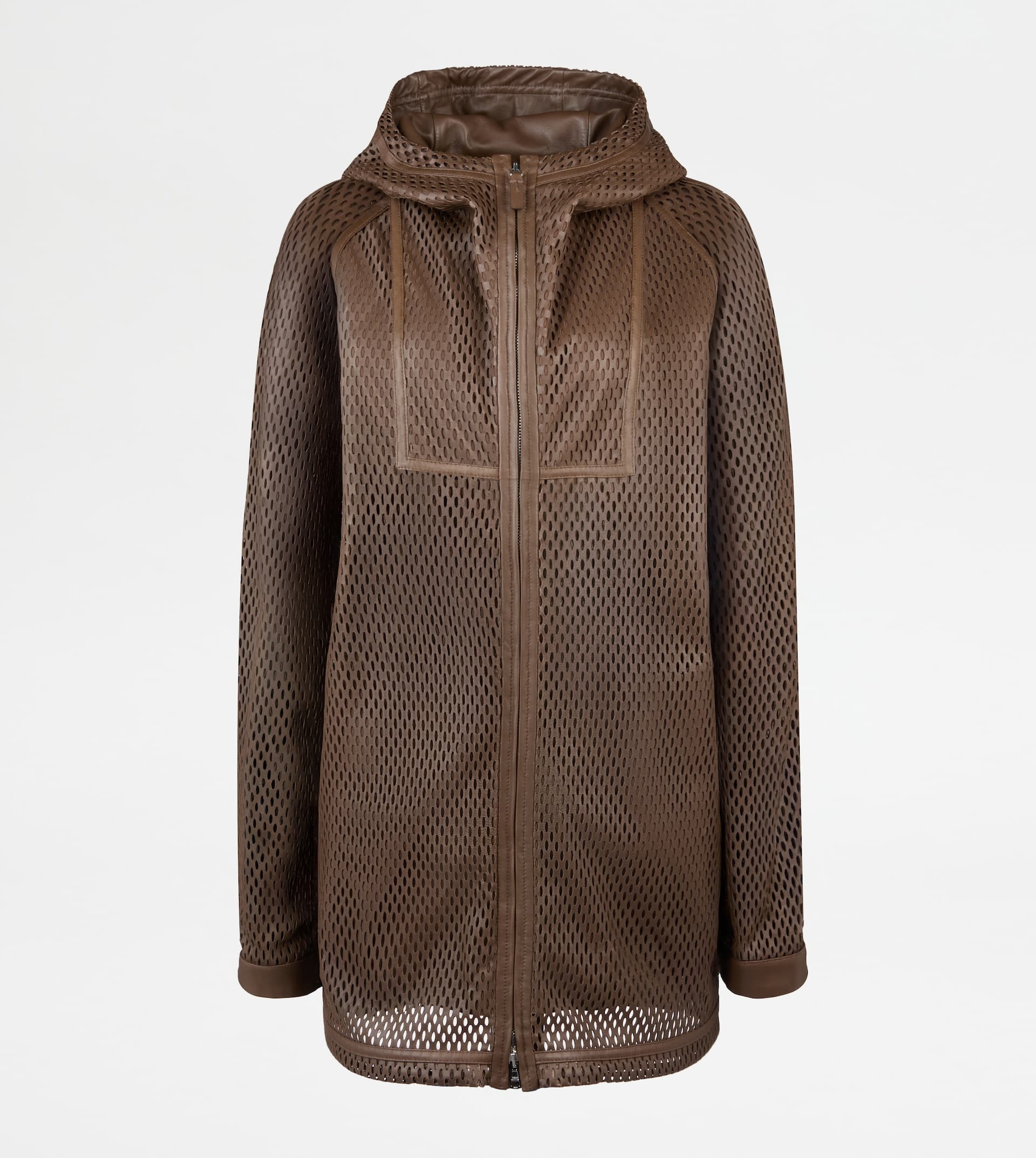 WINDBREAKER IN PERFORATED LEATHER - BROWN - 1