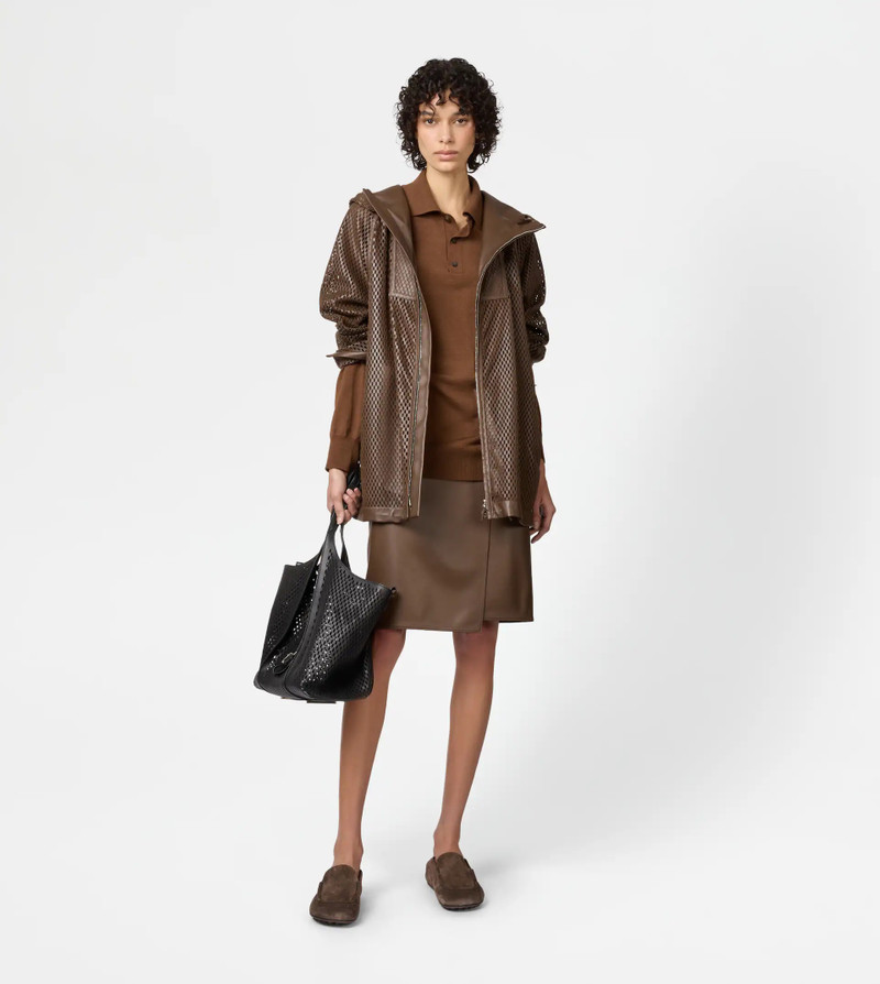 Tod's WINDBREAKER IN PERFORATED LEATHER - BROWN outlook