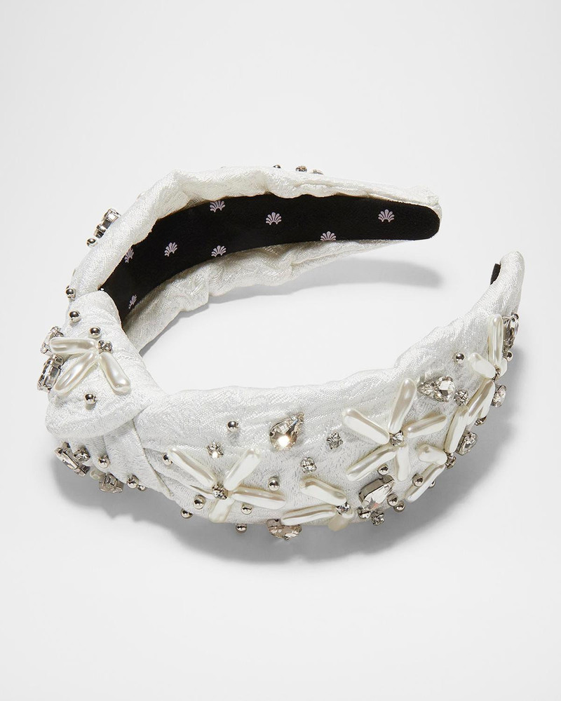 Knotted Pearl Floral Brocade Headband 1
