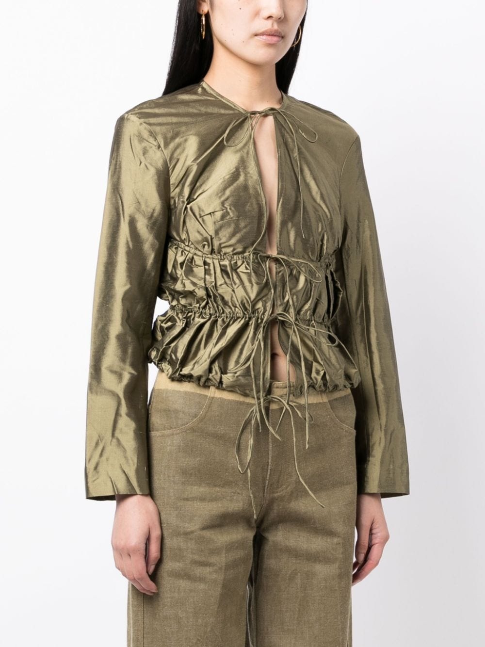 metallic-effect silk jacket - 3