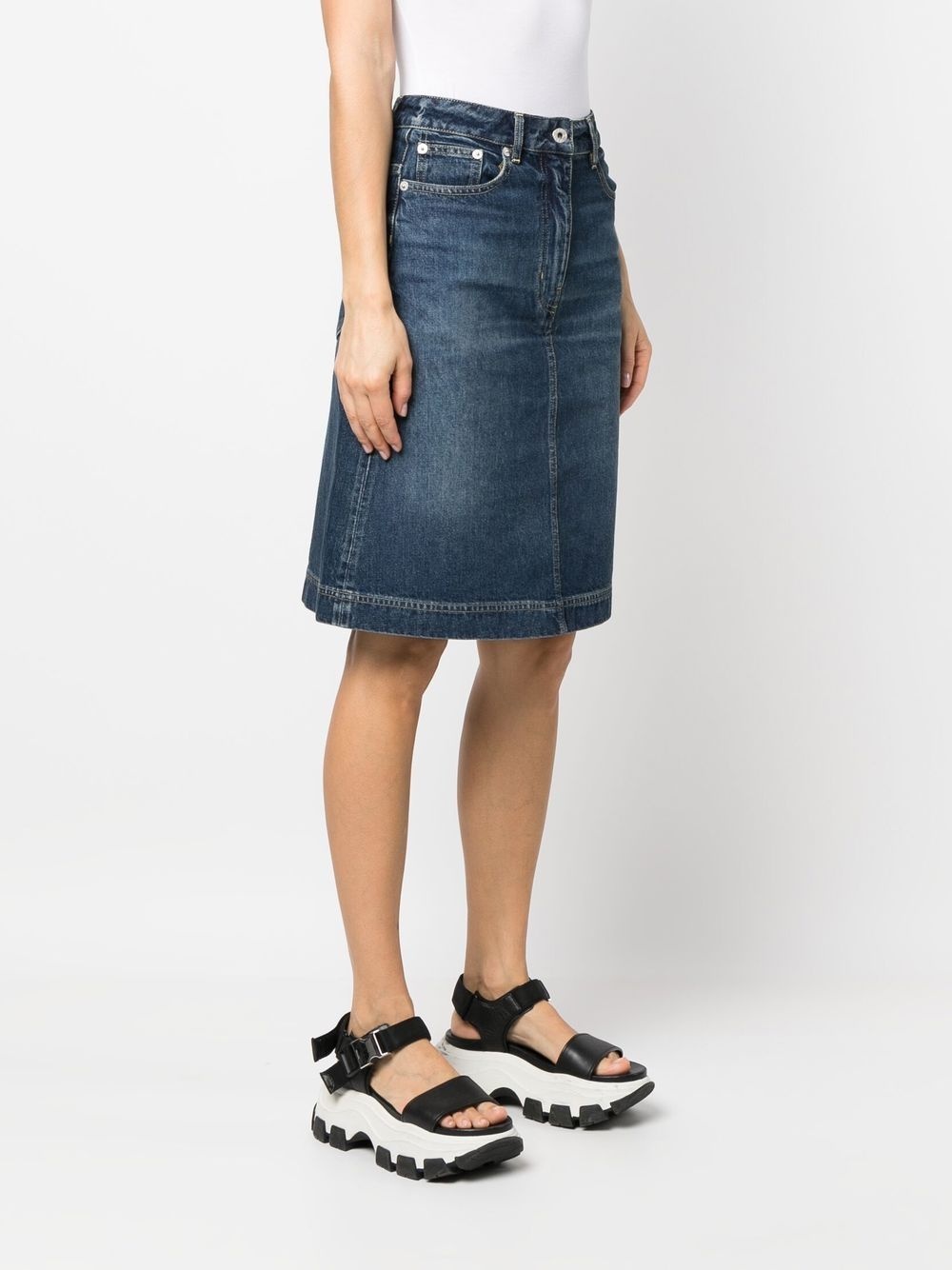 knee-length denim skirt - 3