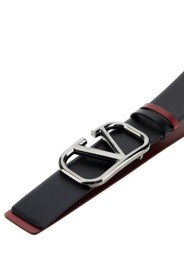 Black leather VLogo Signature belt - 4