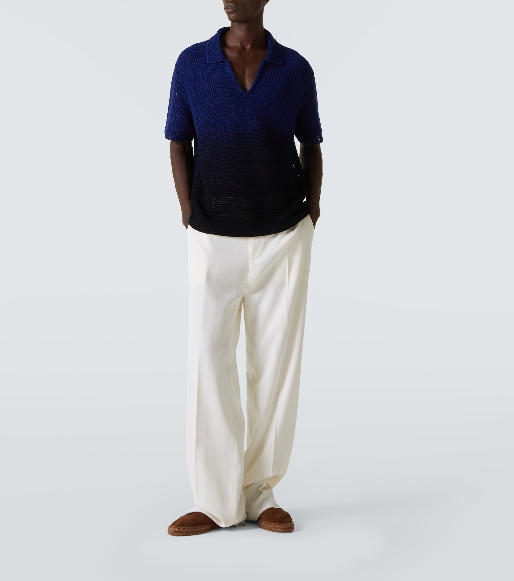 Cotton crochet polo shirt - 2