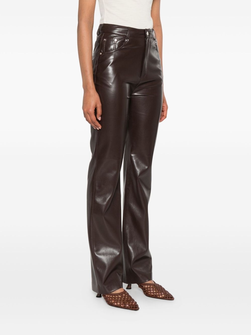five-pocket leather trousers - 3