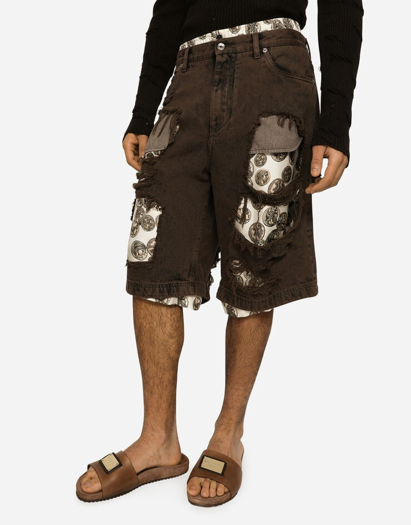 Denim shorts with rips 4