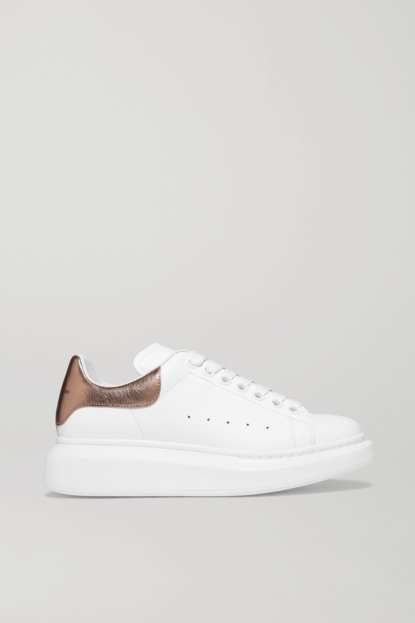 Metallic-trimmed leather exaggerated-sole sneakers - 1