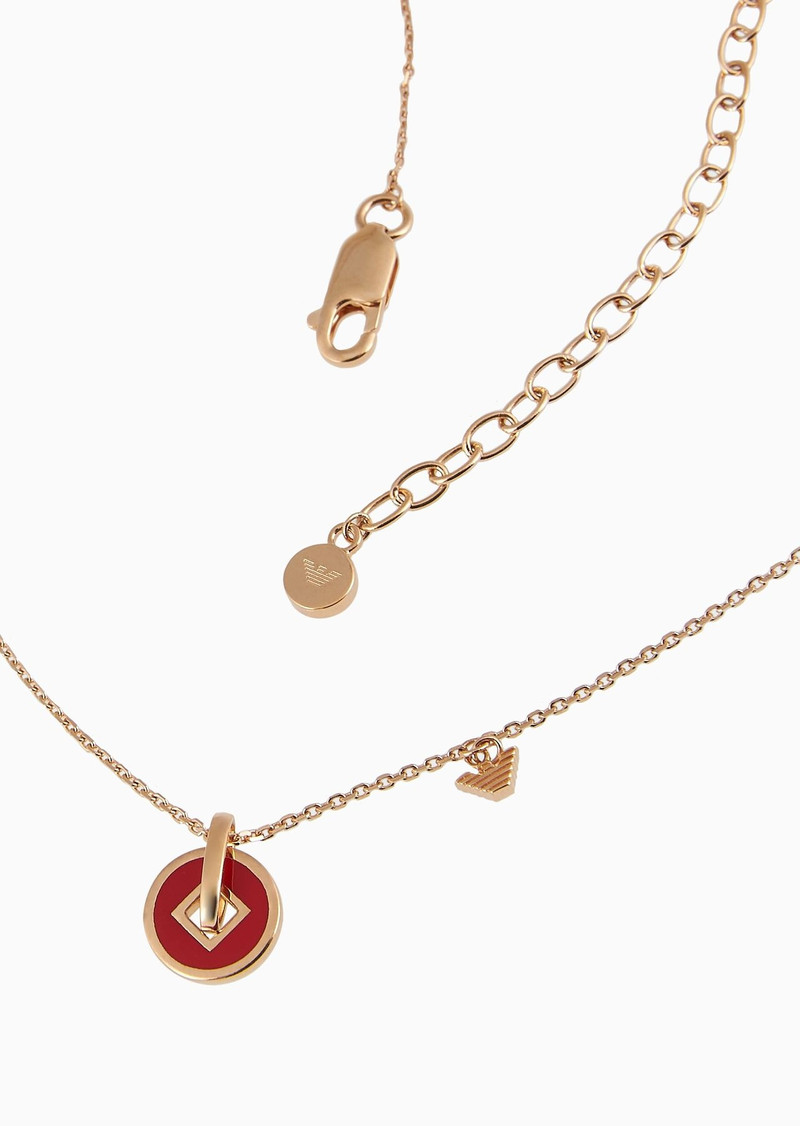 EMPORIO ARMANI Rose Gold-Tone Sterling Silver Pendant Necklace outlook