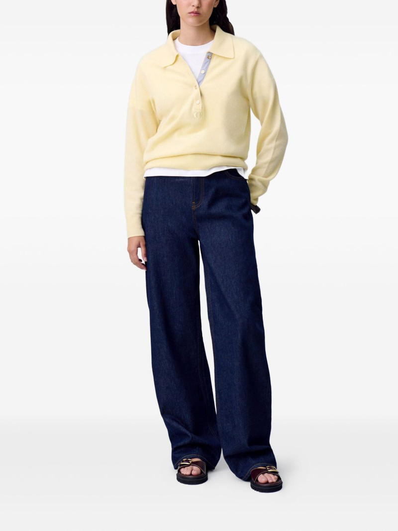 Claudie Pierlot straight-leg leather-patch jeans outlook