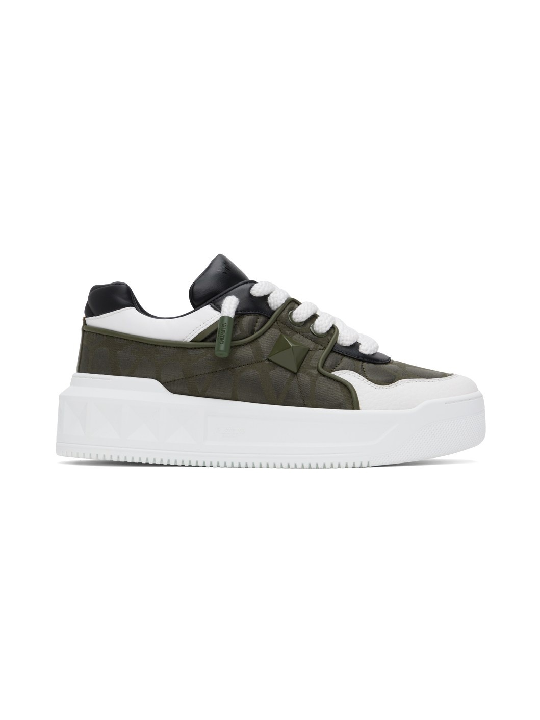 White & Khaki One Stud XL Low-Top Sneakers - 1