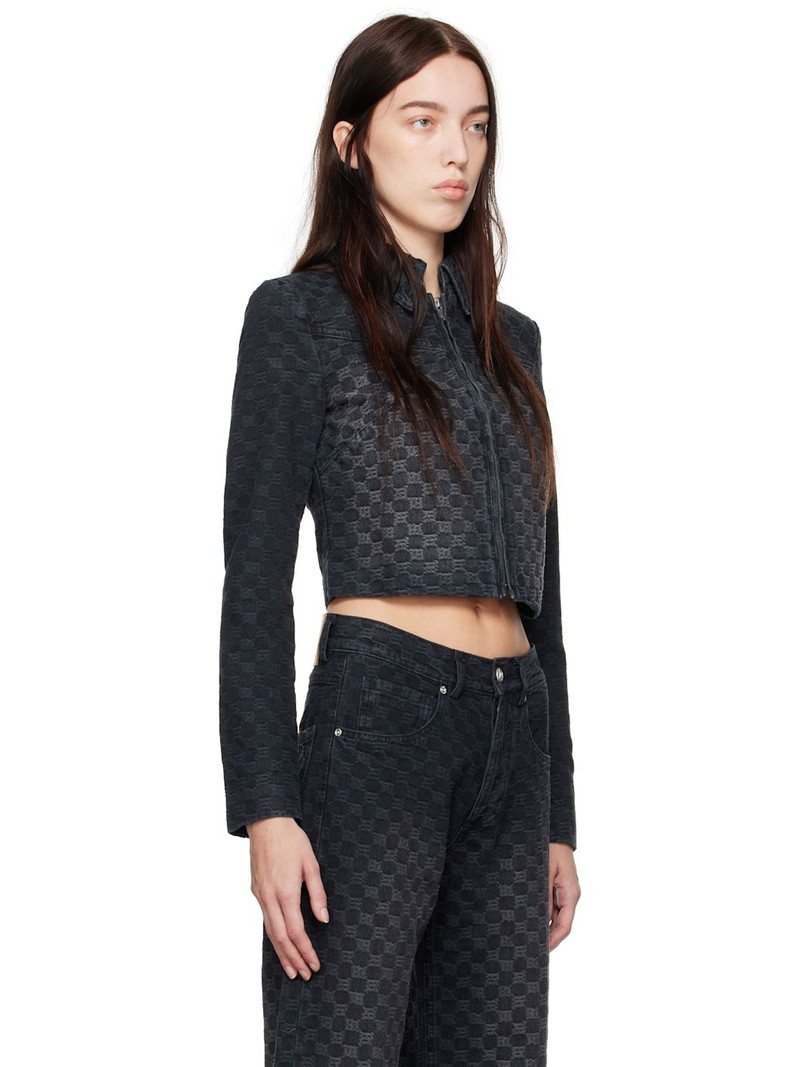 Black Jacquard Monogram Denim Jacket 2