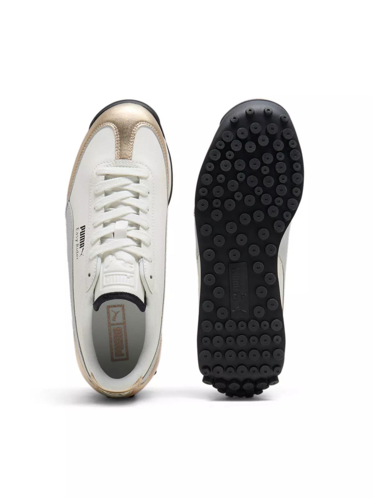 PUMA Easy Rider Mixed Metals "Warm White/PUMA Gold/Glacial Grey/PUMA Black" Women's Shoe - 4